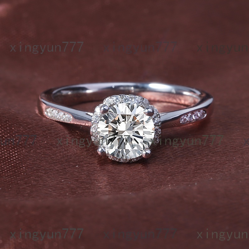 M35A Abiding Engagement Ring Lab Created Diamond DEF VS VVS CVD HPHT 10K 14K 18K Solid White Gold Halo Ring for Women