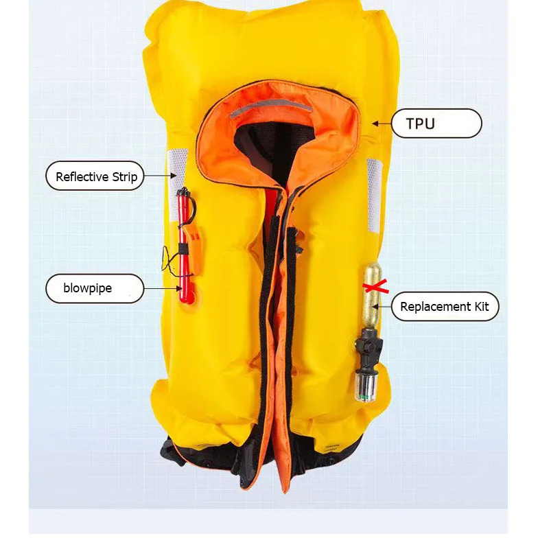 fishing vest self inflating life jacket with pockets Lite adult vest 150N 100N automatic kayak accessory 250409