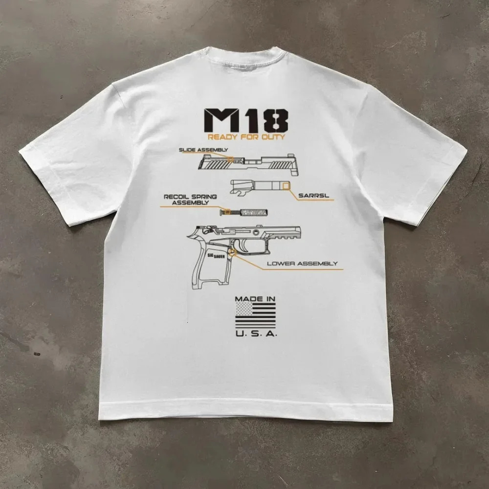 Summer printed Sigsauer M18 Graphic Tshirt mens breathable casual loose sports 100% cotton top 250409