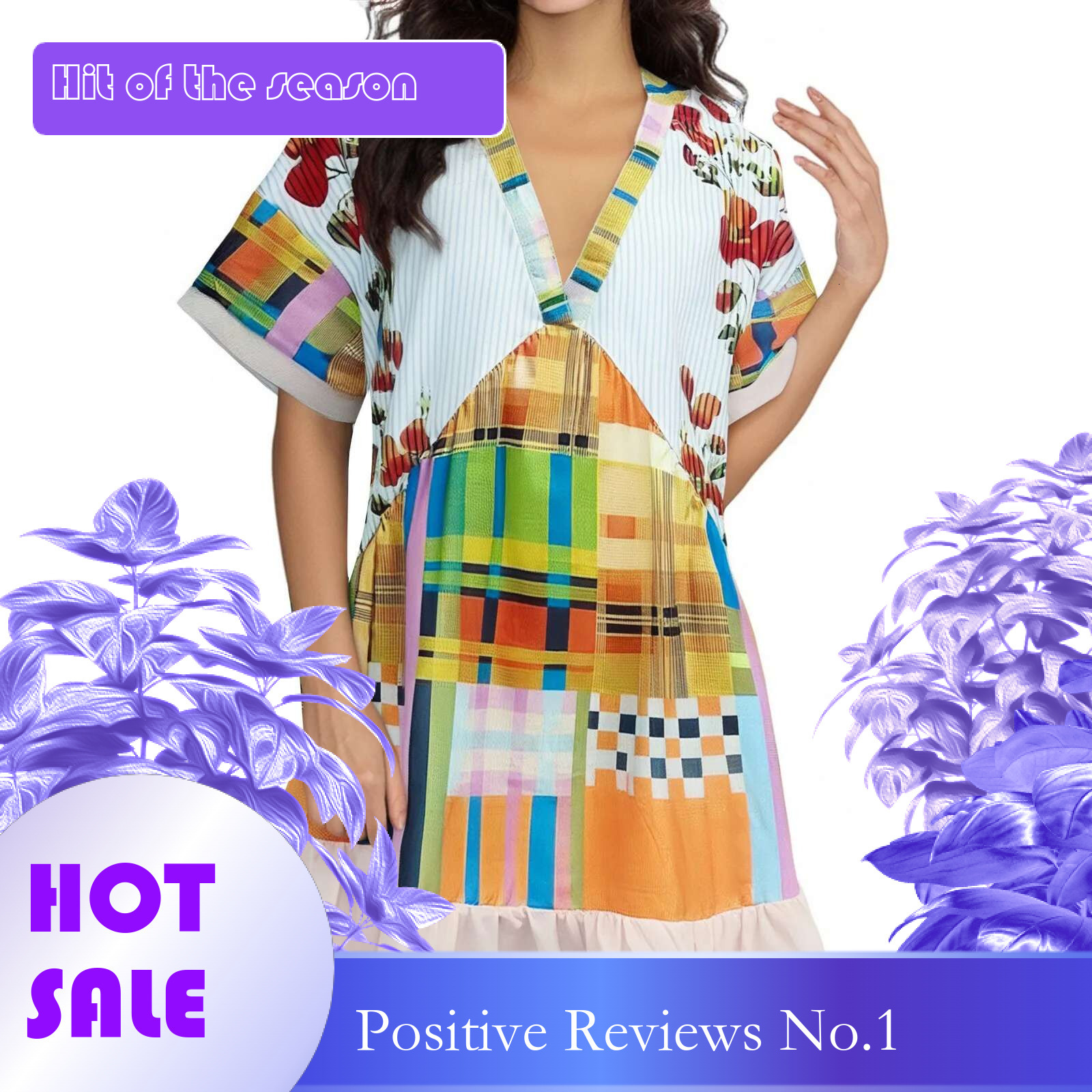 Dongdumaoyi Women S Summer Printed Mini Babydoll Dress Bohemian Floral Print Short Sleeve V Neck Flowy Relaxed Party