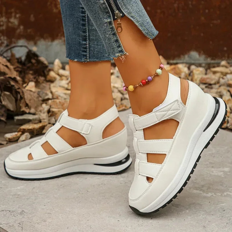 Womens shoes selling closed toe womens Roman casual sandals hollow platform wedge Plus size 250408