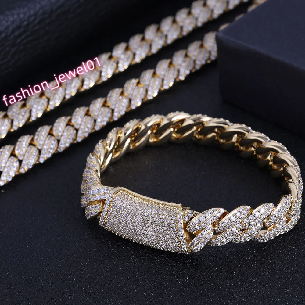 2024 Fashion Hip Hop 5A+ CZ Stone Bling Iced Out 13mm Cuban Link Chain Necklace for Men Rapper Jewelry