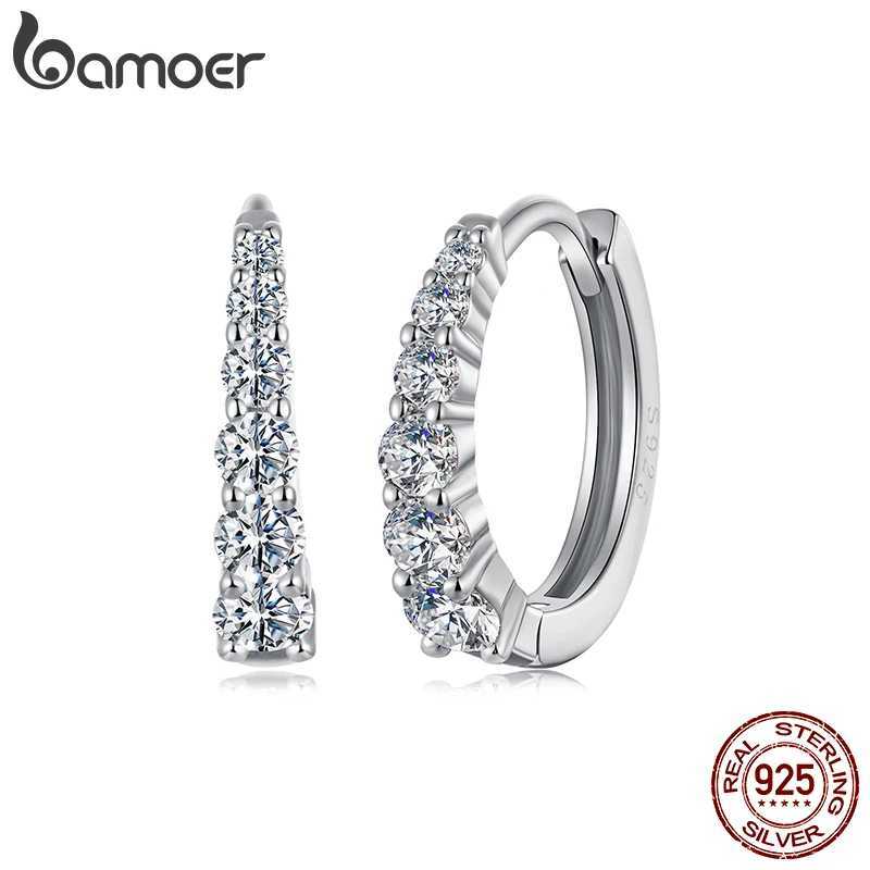 BAMOER Moissanite Hoop Earrings for Women 925 Sterling Silver Hypoallergenic Huggie Earrings with White Gold Plated MSE091 Z250408