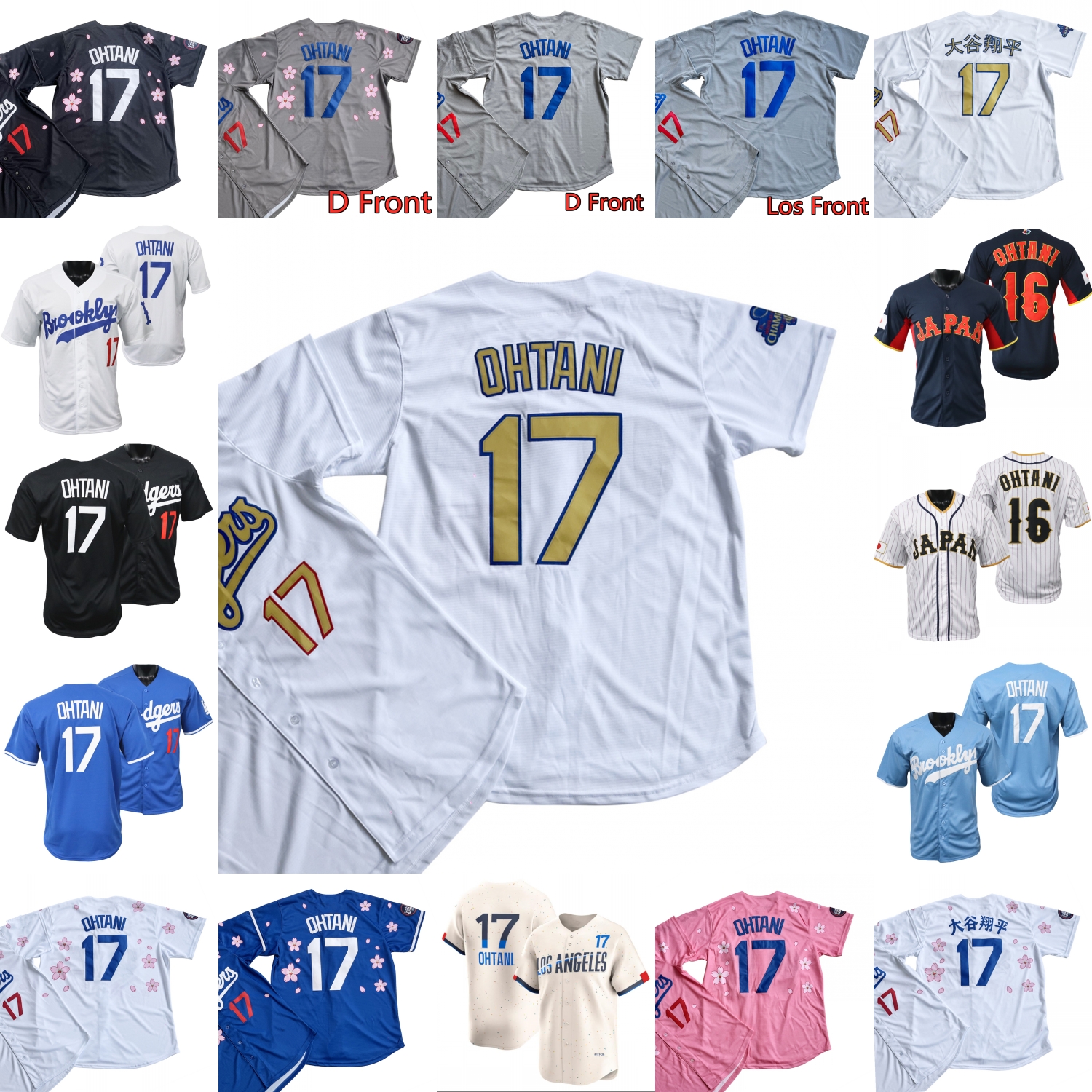 2025 Baseball Shohei Ohtani Jersey USA Kanji Name Brooklyn Tokyo City Black Pink White Blue Grey Women Youth Men S-3XL