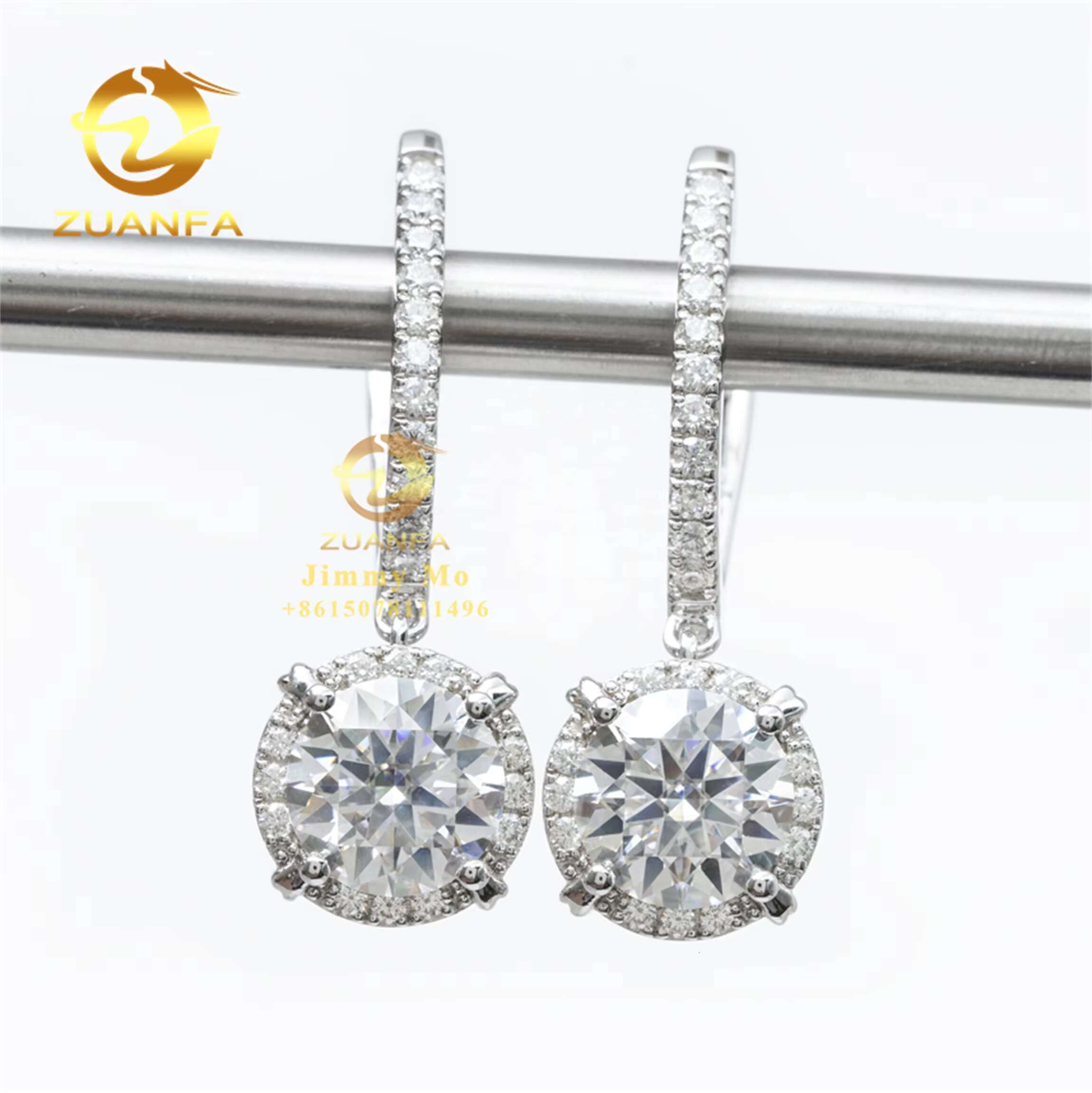 Pass Diamond Tester Elegant Luxury Style Hip Hop Iced Out Jewelry 925 Silver VVS1 Moissanite Diamond Drop Huggie Earrings Women