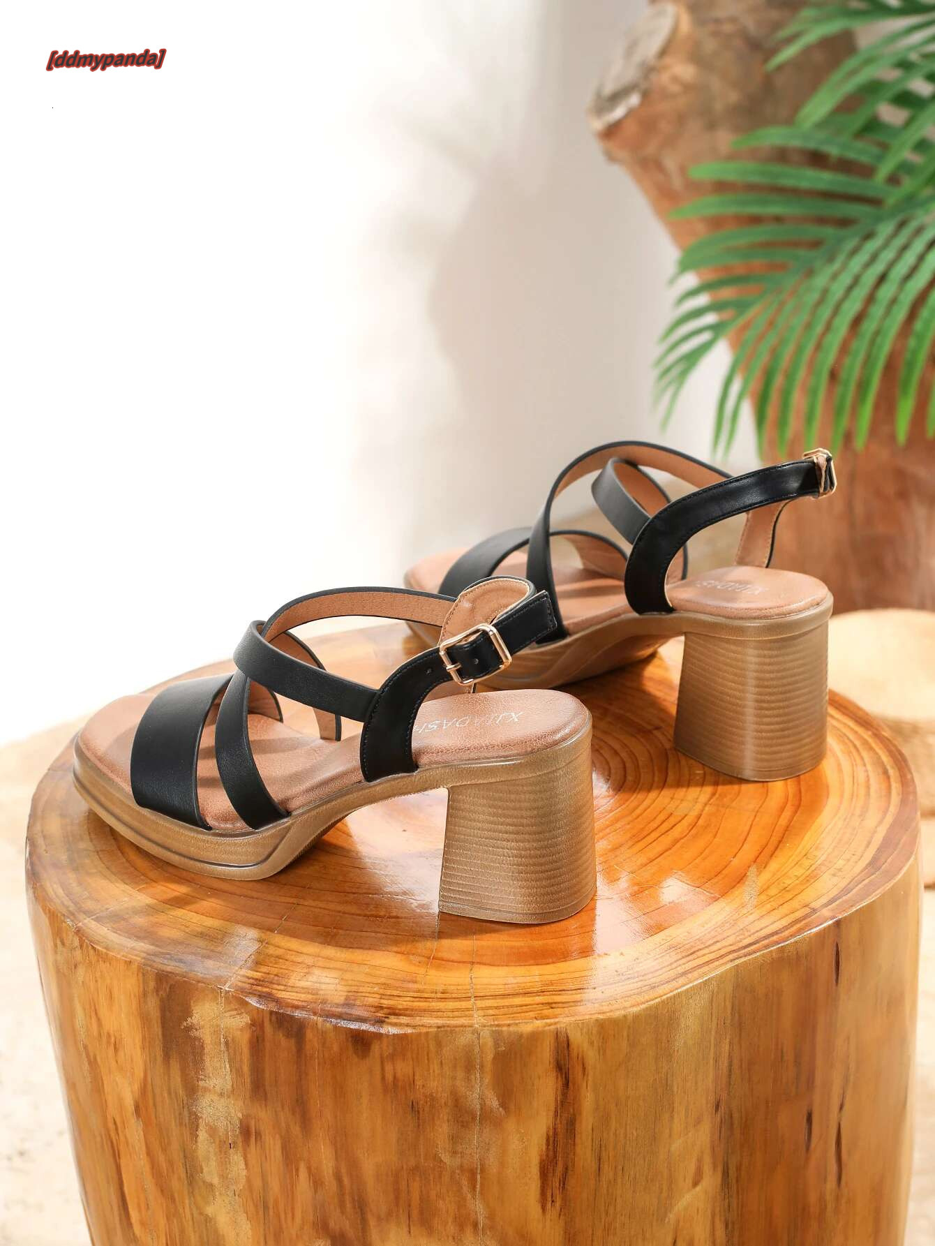 Cross toed heeled sandals for women in the summer of 2025, high heels with a straight strap and waterproof platform, thick ddmypanda