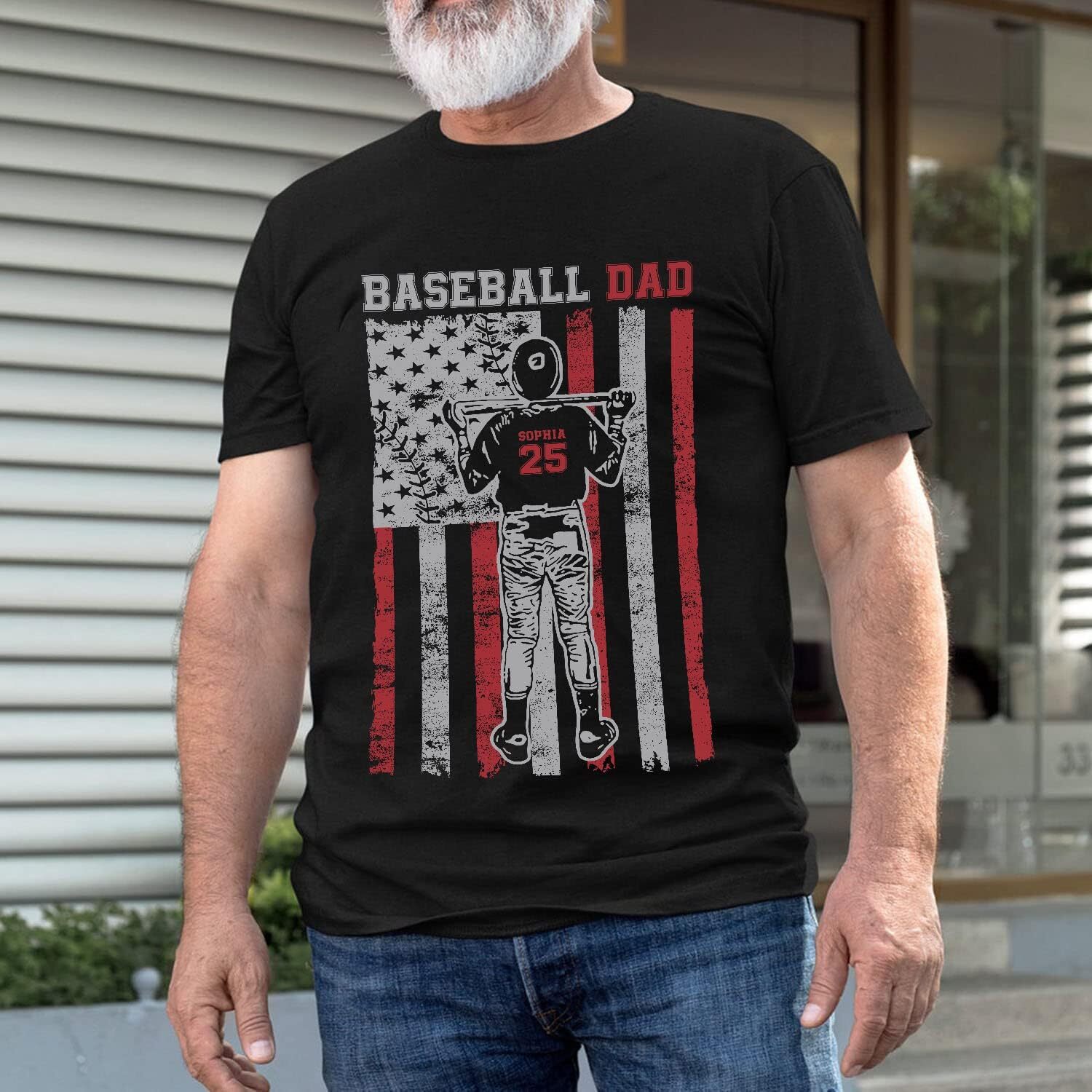 T shirt for Mens Personalized Baseball Dad Shirt, Dad Baseball T-Shirt, Baseball Dad Gifts, Baseball Lover Gift, Dads Birthday Present