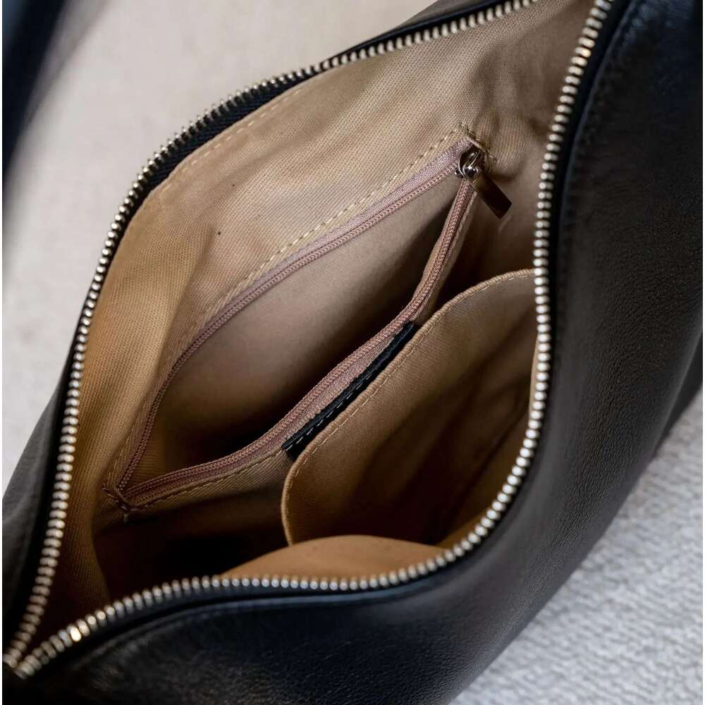 Vintage Natural Cowhide Women Shoulder Bag Soft Simple Calf Leather Female Hobo Multiple Compartments Handbag Kakhi