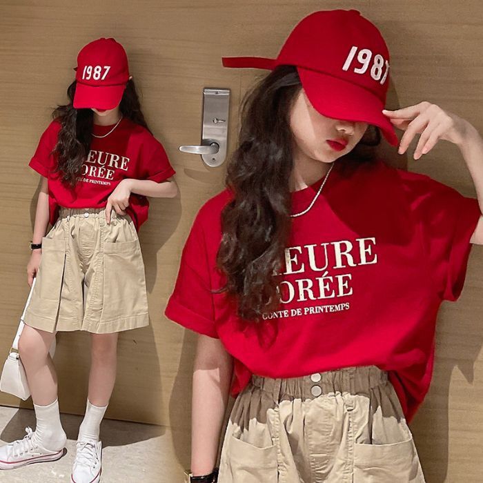 Ddmyshoesvip Girls Short T Shirt Summer New Item Made Of Pure Cotton Stylish Loose And Versatile Half Sleeved Top Trendy For Children