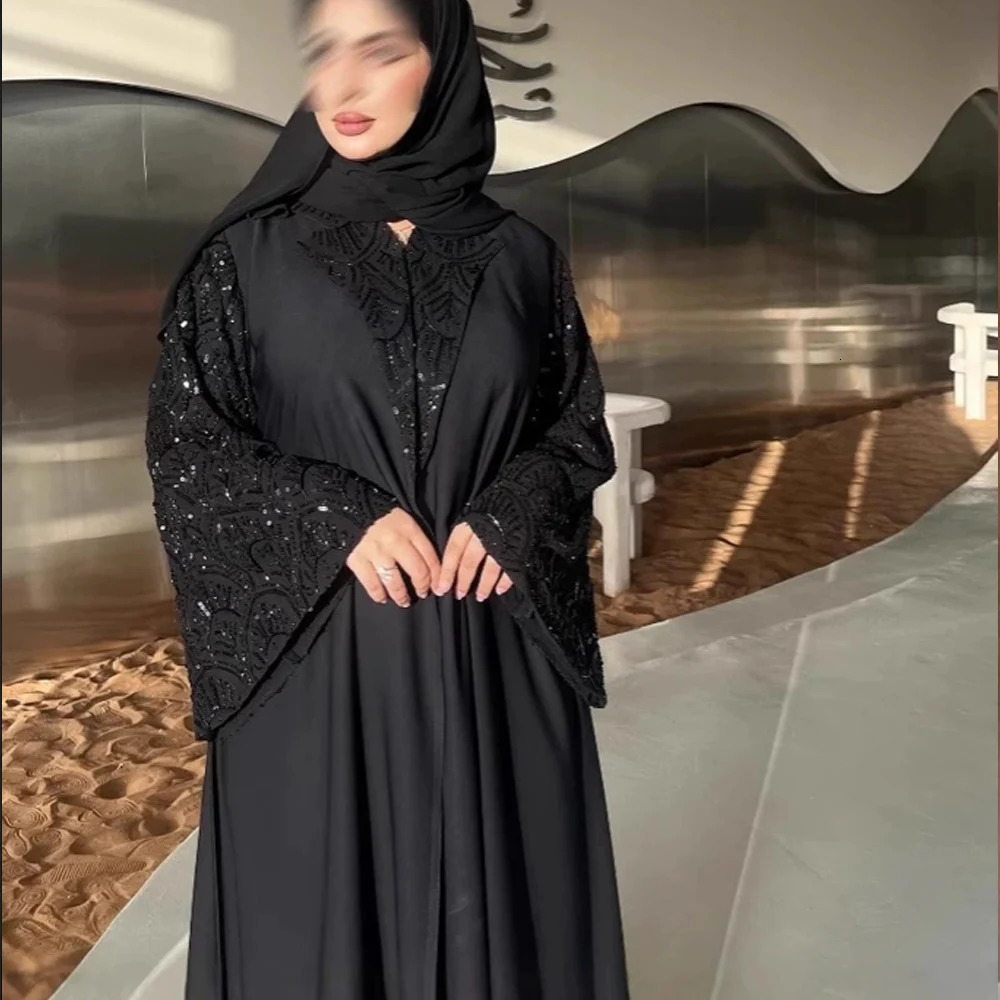 The Ramadan Black Open includes headscarves abayas Dubai y Islamic clothing Muslim dresses black beads 250409
