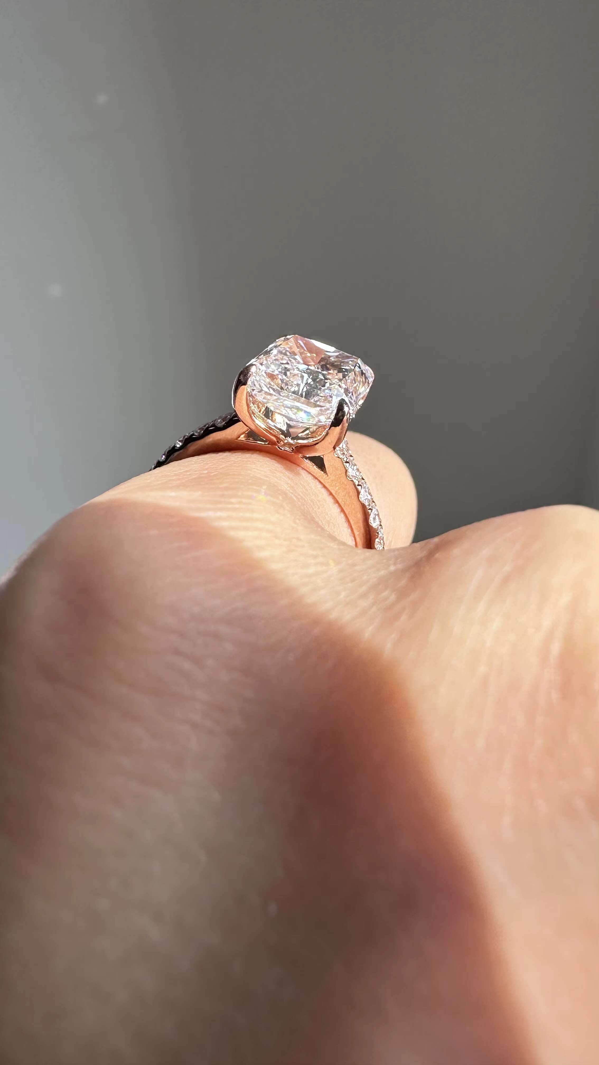 3ct DEF VS-VVS Radiant Cut Lab Diamond Engagement Ring With Hidden halo Sparkly Proposal Ring 100% Handmade Customize
