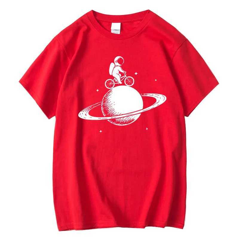 New Mens T-shirt 100% Cotton Casual Funny Space Design Printed Summer Loose O-neck Mens Short sleeved T-shirtXJ250409