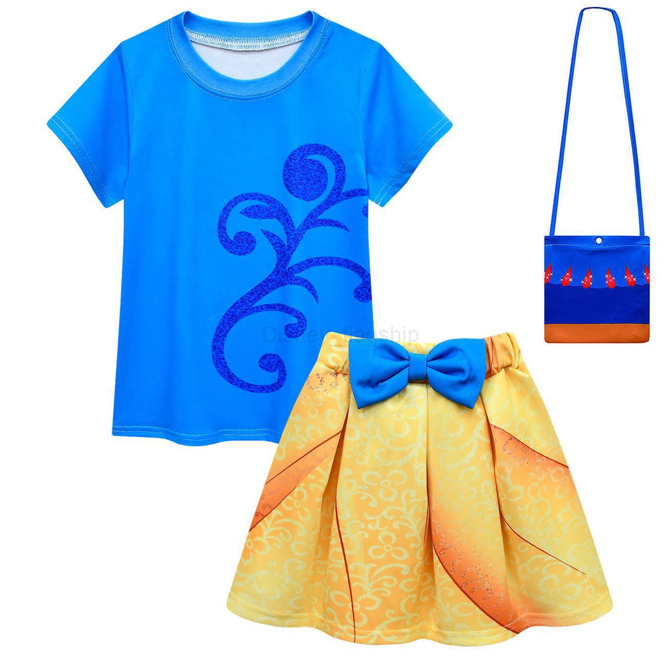 Disney Summer outfit Snow White girls short sleeved pleated skirt bag three piece set 3836 80865XJ250409