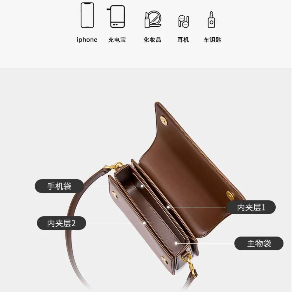 New 2024 Spring French Style Small Box Shape Flap Messenger Glossy Split Leather Women Crossbody Shoulder Bag Daily Purse