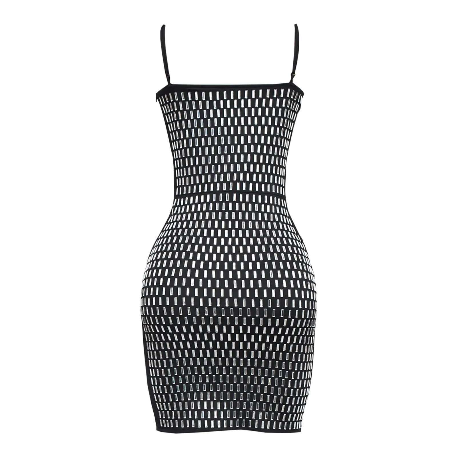 Dongdumaoyi Women S Sexy Slim Fit Rhinestone Dress Elegant Short Evening Party Suspender Dresses Sleeveless Hot Diamond
