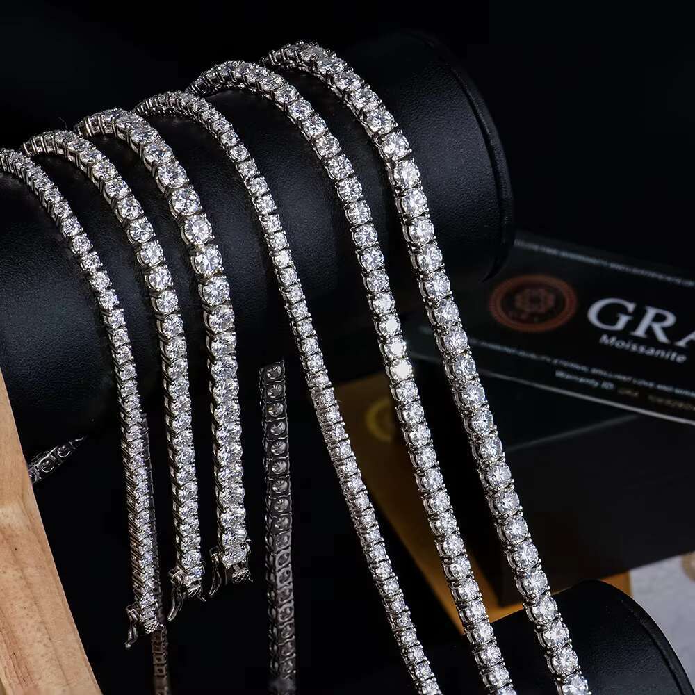 XingYueGems Hip Hop Style 925 Silver 3mm 4mm 5mm 6mm Moissanite Jewelry Necklaces Tennis Chain Design