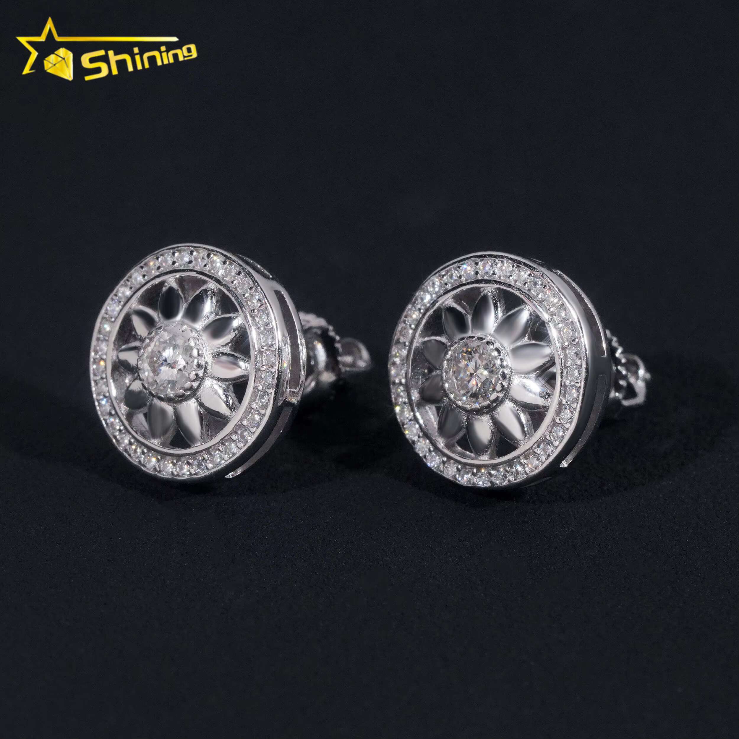 Promotion Price Pass Diamond Tester GRA Certified VVS Diamond Fully Iced Out Hip Hop 925 Silver Jewelry Moissanite Stud Earrings