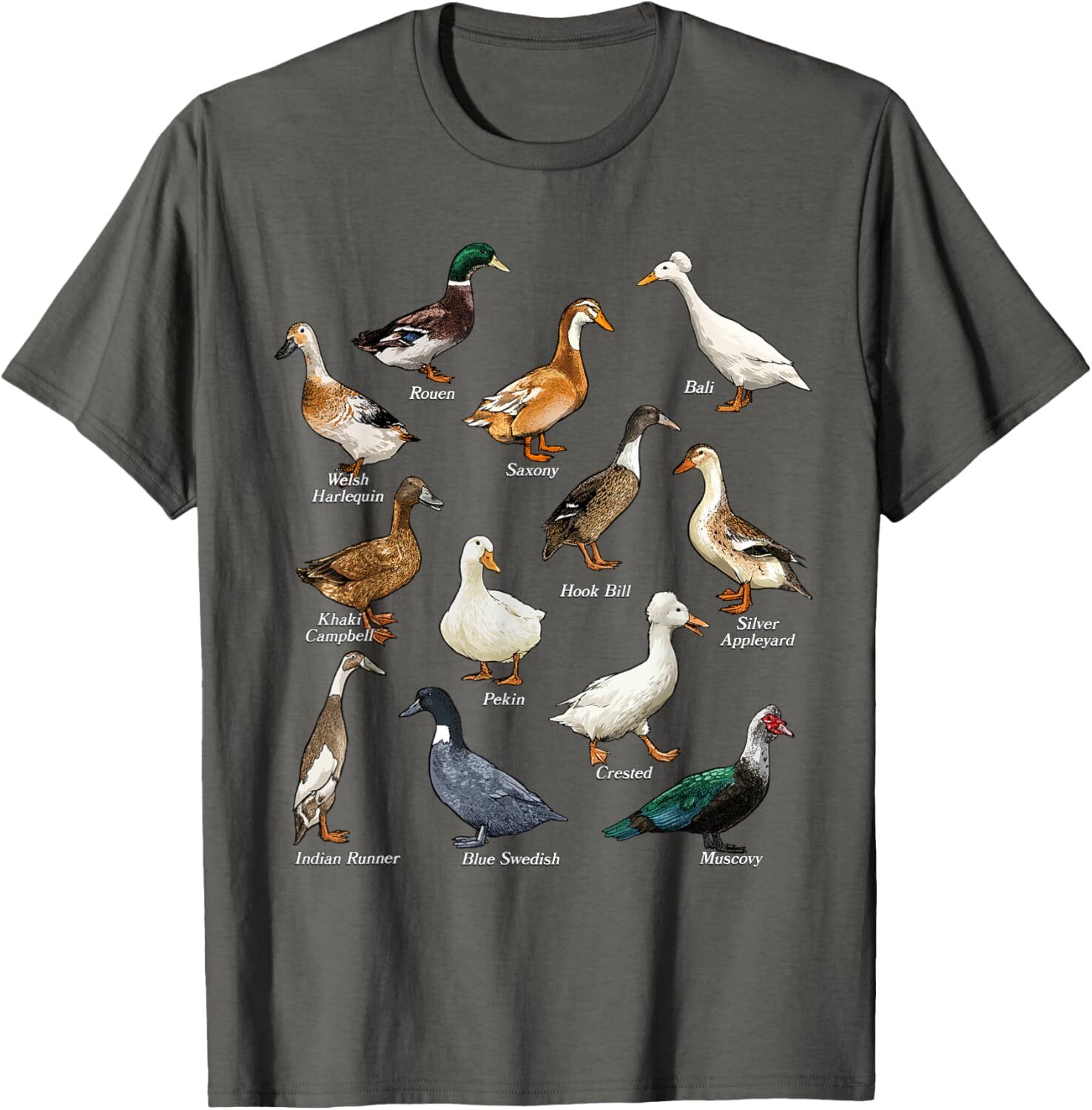T shirt for Mens Types of Duck Waterfowl Animals of the World Duck Lover Graphic Tee Casual Tops Clothes Short sleeve cool