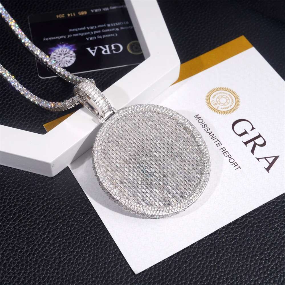 Sterg Sier Round Ladder VVS Moissanite Fashion Pendant Hip Hop Style With Certificate