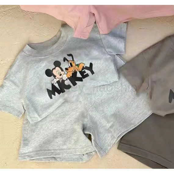 Disney 2024 summer baby short sleeved shorts set Korean casual set short sleeved cartoon printed casual two-piece set trendyXJ250409
