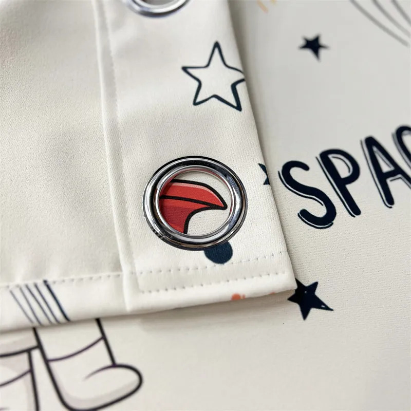 Cartoon Space Astronaut Printing Curtains Room Darkness Power Outage Curtains Childrens Bedroom Ring Top Window Treatment 250409