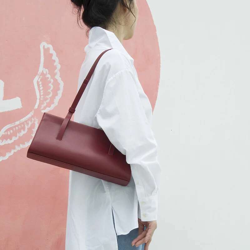 Donna-In French Fashion Women Shoulder Underarm Bag Split Leather Red Ladies Soft Handbag 2023 Autumn New
