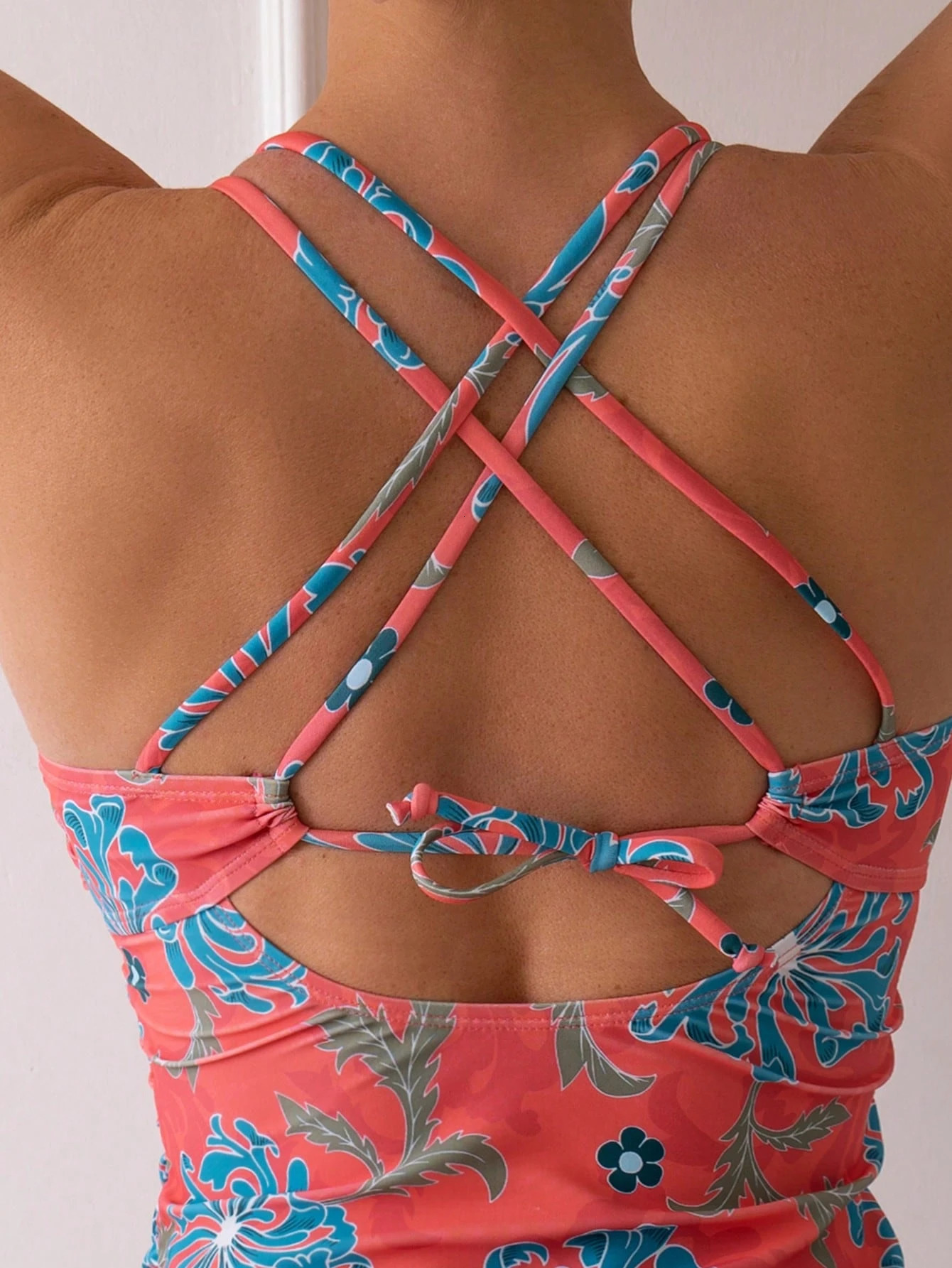European and American fashion sexy printed bikini onepiece beach vacation swimsuit 250409