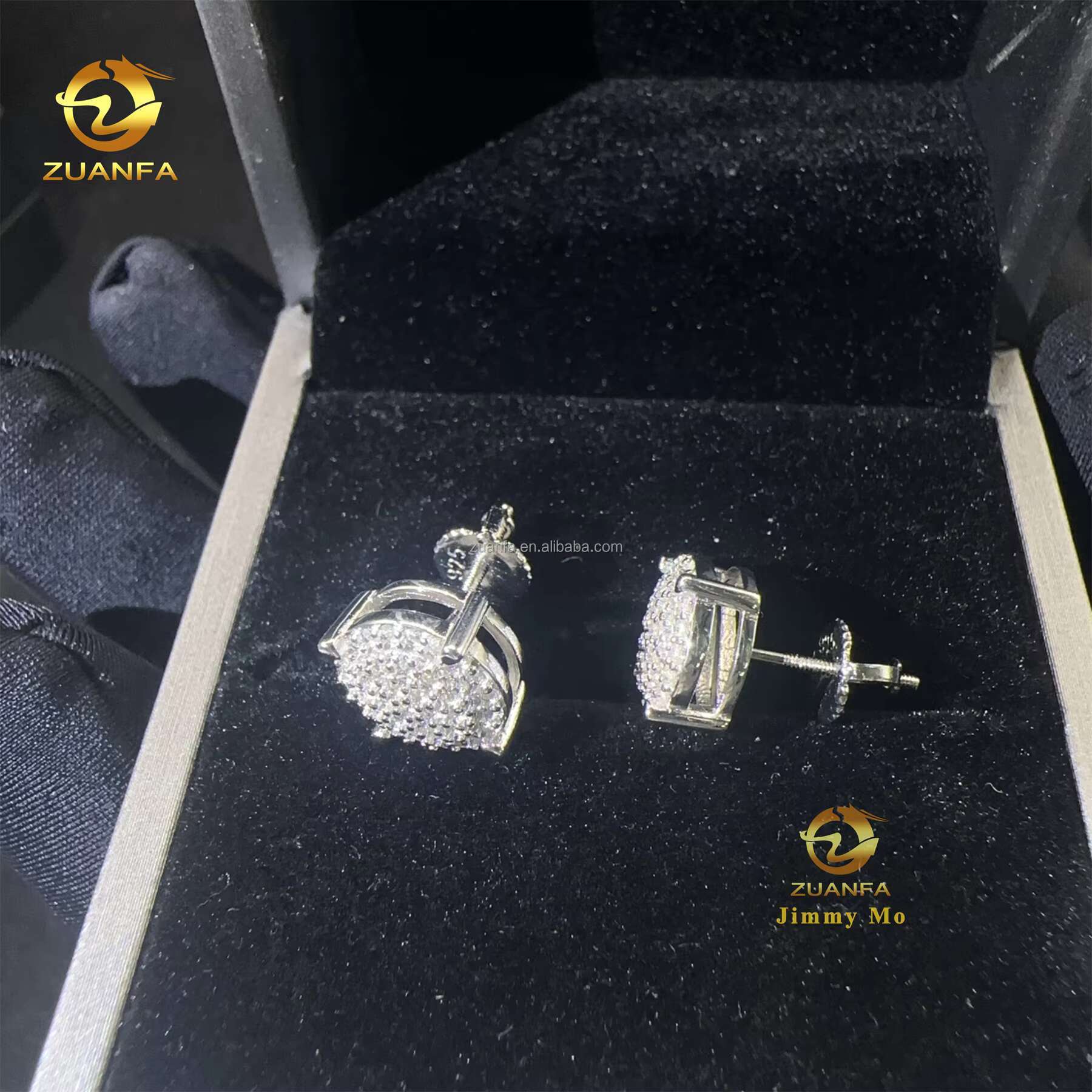 New Arrivals Lowest Price Retail Price Iced Out 925 Sterling Silver VVS1 Moissanite Diamond Hip Hop Stud Earrings Man With GRA