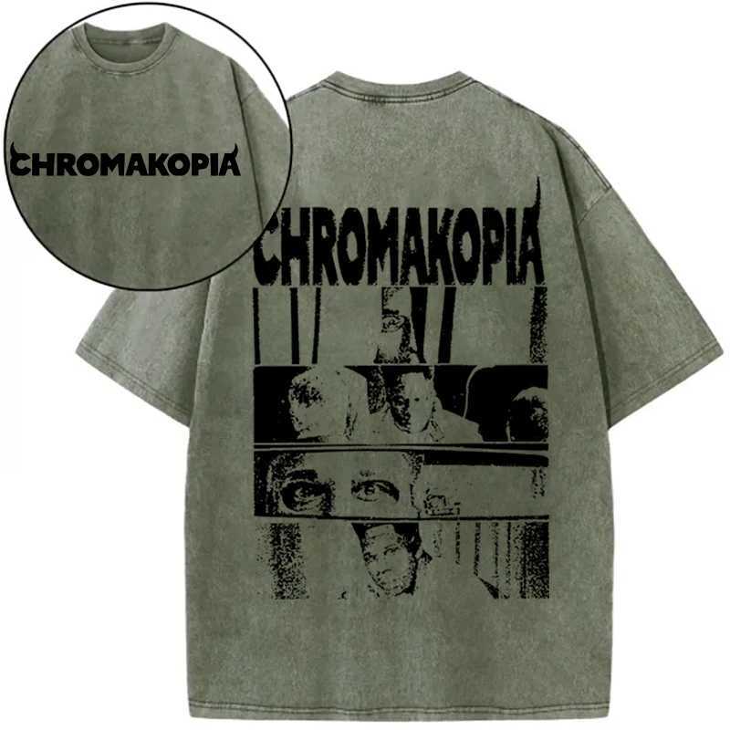 Harajuku fashion streetwear T-shirt creator album Chromakopia hip-hop T-shirt unisex music lover retro washed cotton T-shirtXJ250409