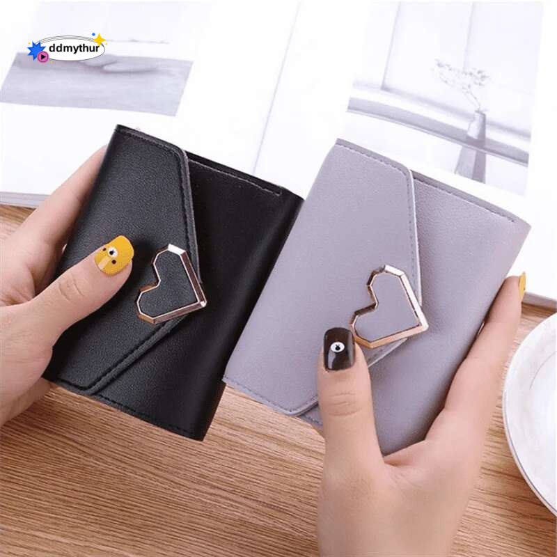 Wallets for Women, Metal Heart-shaped Card Holder, Ladies Trifold Wallets, NEWCE ddmythur