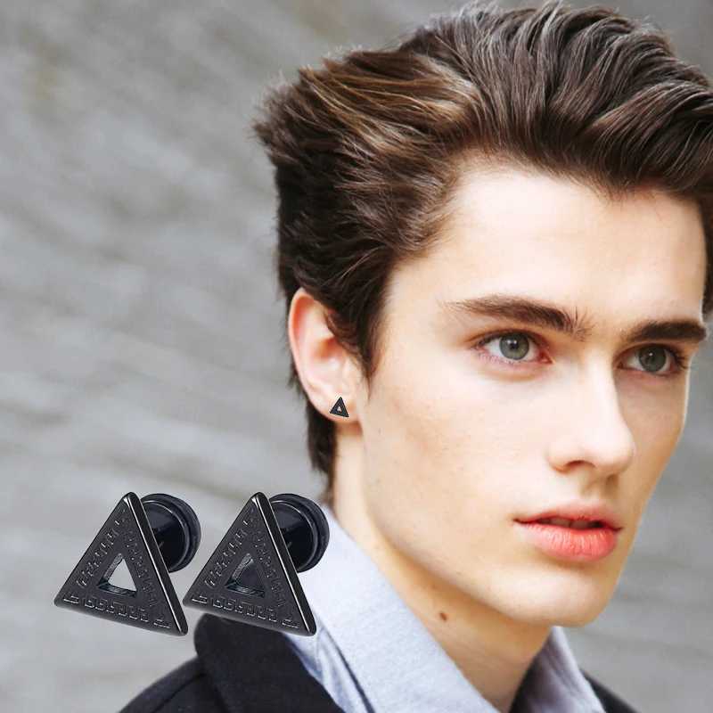 1 /11 Pairs Punk Stainless Steel Stud Earrings Black Earrings Set For Men Women Vintage Hip Hop Piercing Ear Jewelry Accessories Z250408