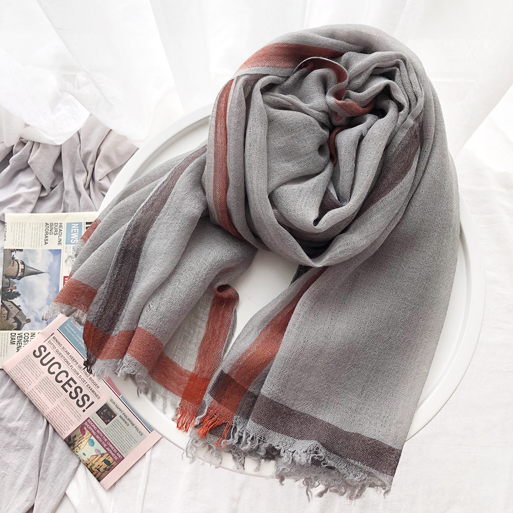 K342 2025 thin wool scarf women's foreign trade new Korean version border solid color Amazon scarf wool shawl cross-border