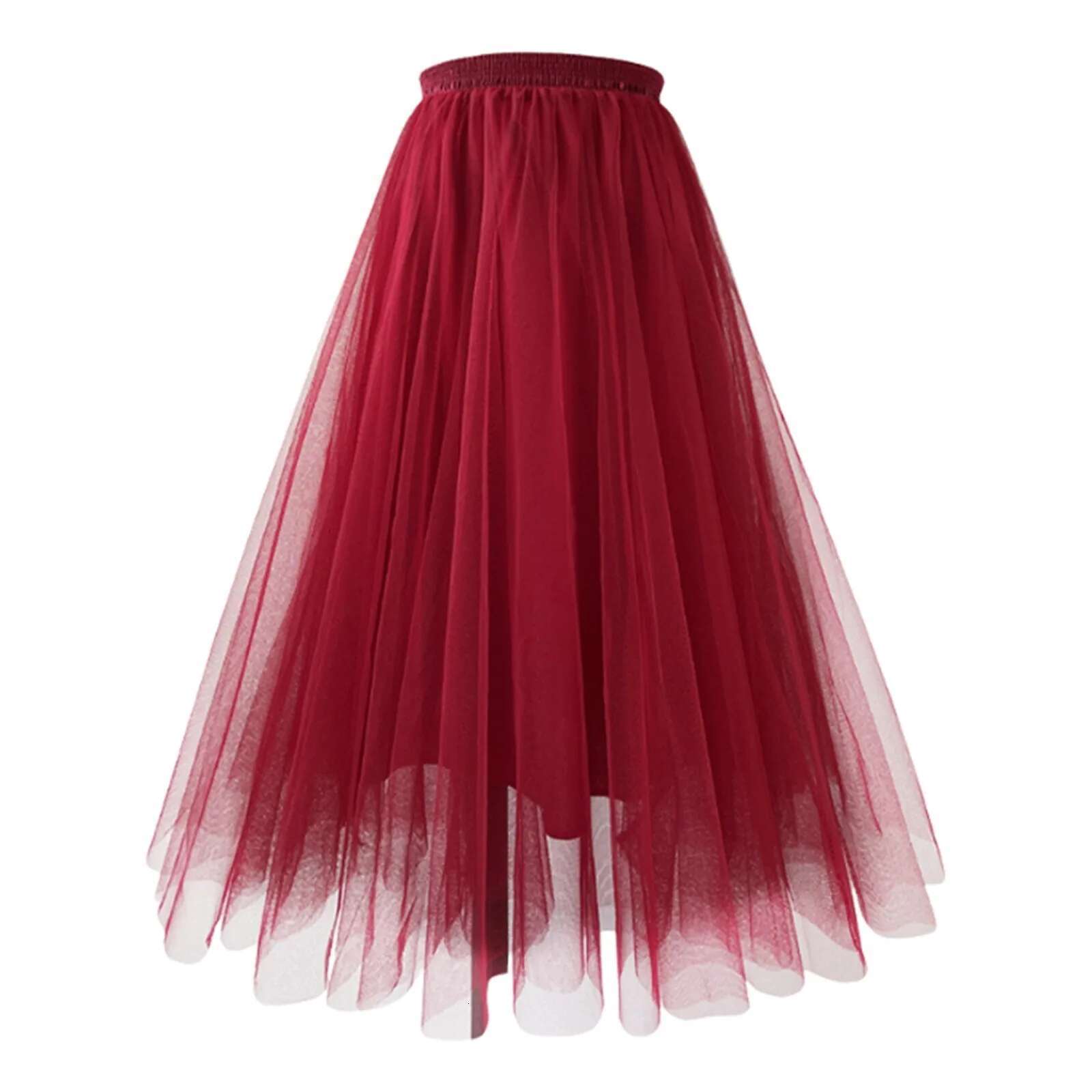Dongdumaoyi Pink Long Maxi Tulle Skirt Spring Summer For Women Elastic Waist Pleated Mesh Floor Length Tutu Lady