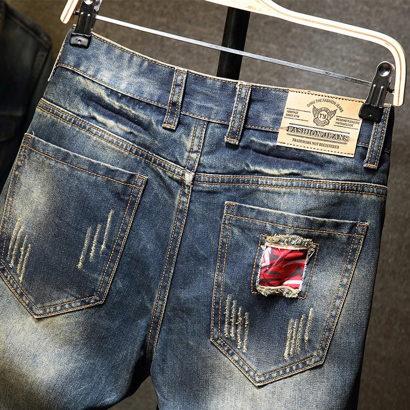 tear shorts mens summer fashion hiphop retro short jeans ultrathin street hole knee long pants 250409