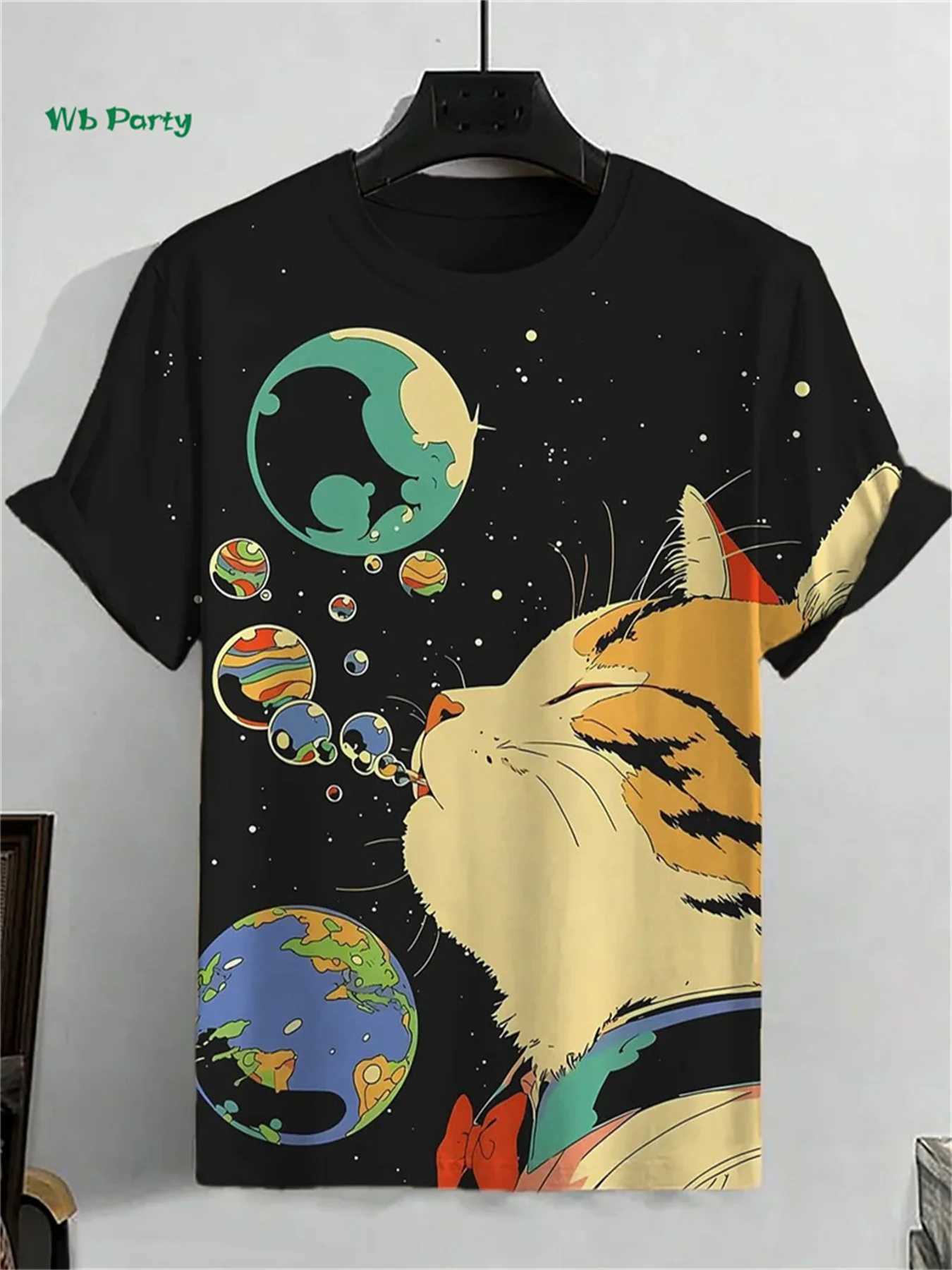 Cat pattern mens T-shirt 3D printed interesting animal short sleeved T-shirt oversized top summer daily outdoor casual mens clothingXJ250409