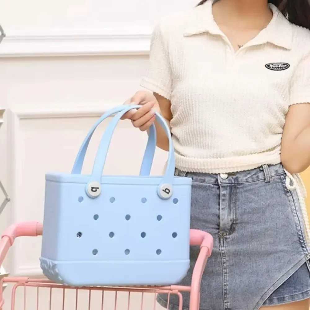 EVA Beach Bogg Bag Rubber Water-proof Travel Tote Bag Summer Sand-proof Storage Baskets Fashion Outdoor Picnics Beach HandbagC250409