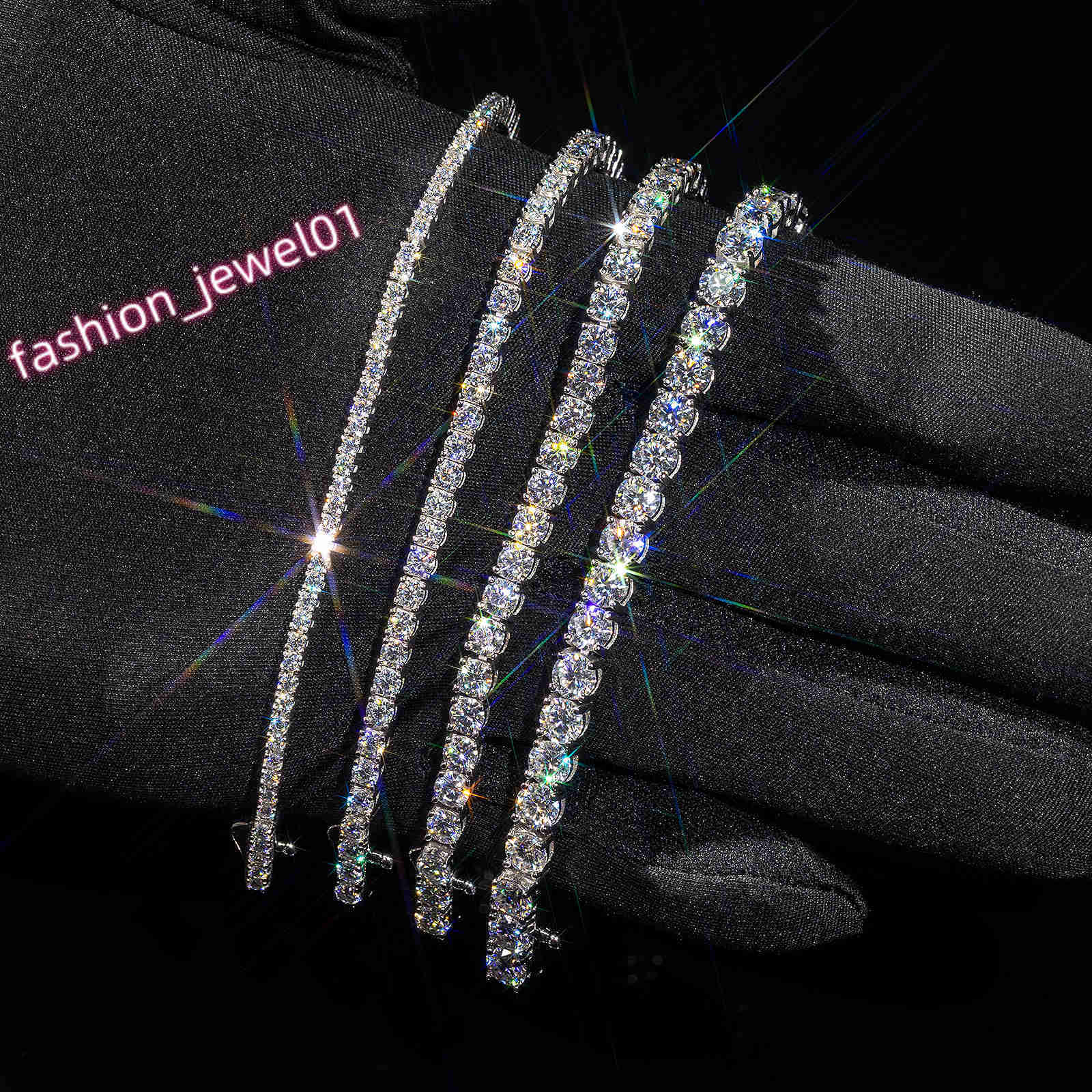 925 Sterling Silver Moissanite White Gold Plated Chain Sparkling 3MM VVS1 GRA Wedding Brides Jewelry Tennis Bracelet for Women