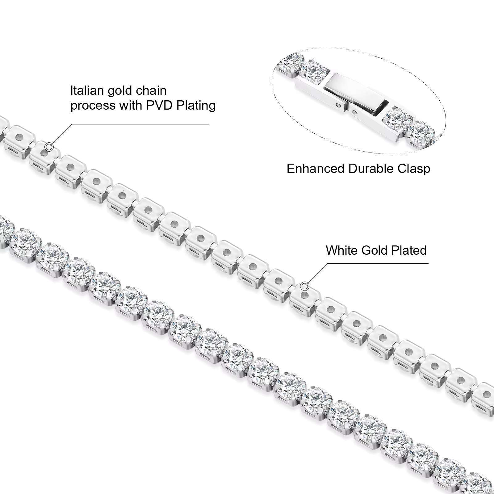 Iced Out Stainless Steel Diamond Bracelet Fashion Luxury Jewelry 3mm 2mm Women Men Classic 5A CZ Cubic Zirconia Tennis Bracelet