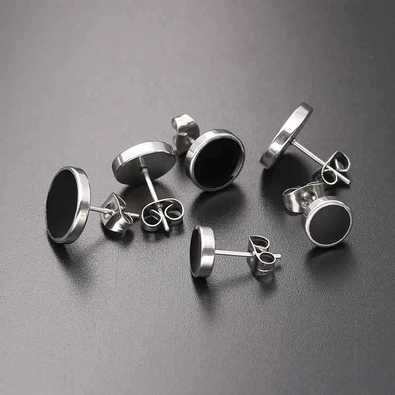 2Pcs/1Pair Stainless Steel Studs Earrings Round Shaped with Butterfly Clasp Push Earrings Women Men Hypoallergenic Earrings Z250408