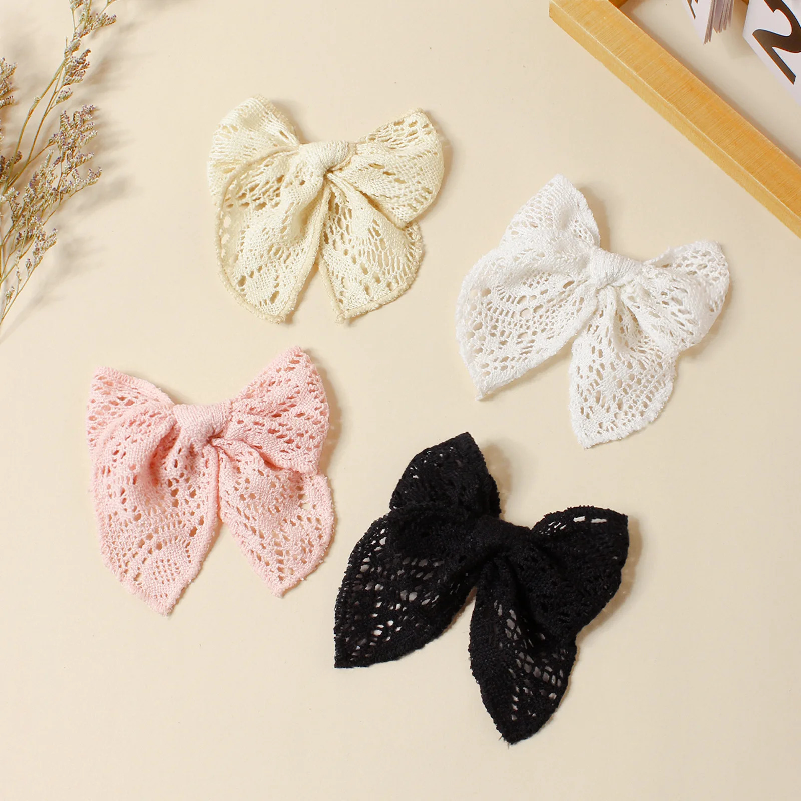 Baby Bow Hair Clip 4-inch Girl Fashion Ponytail Decoration Hair Accessories Party Children Cute Lace Butterfly Clip 250409