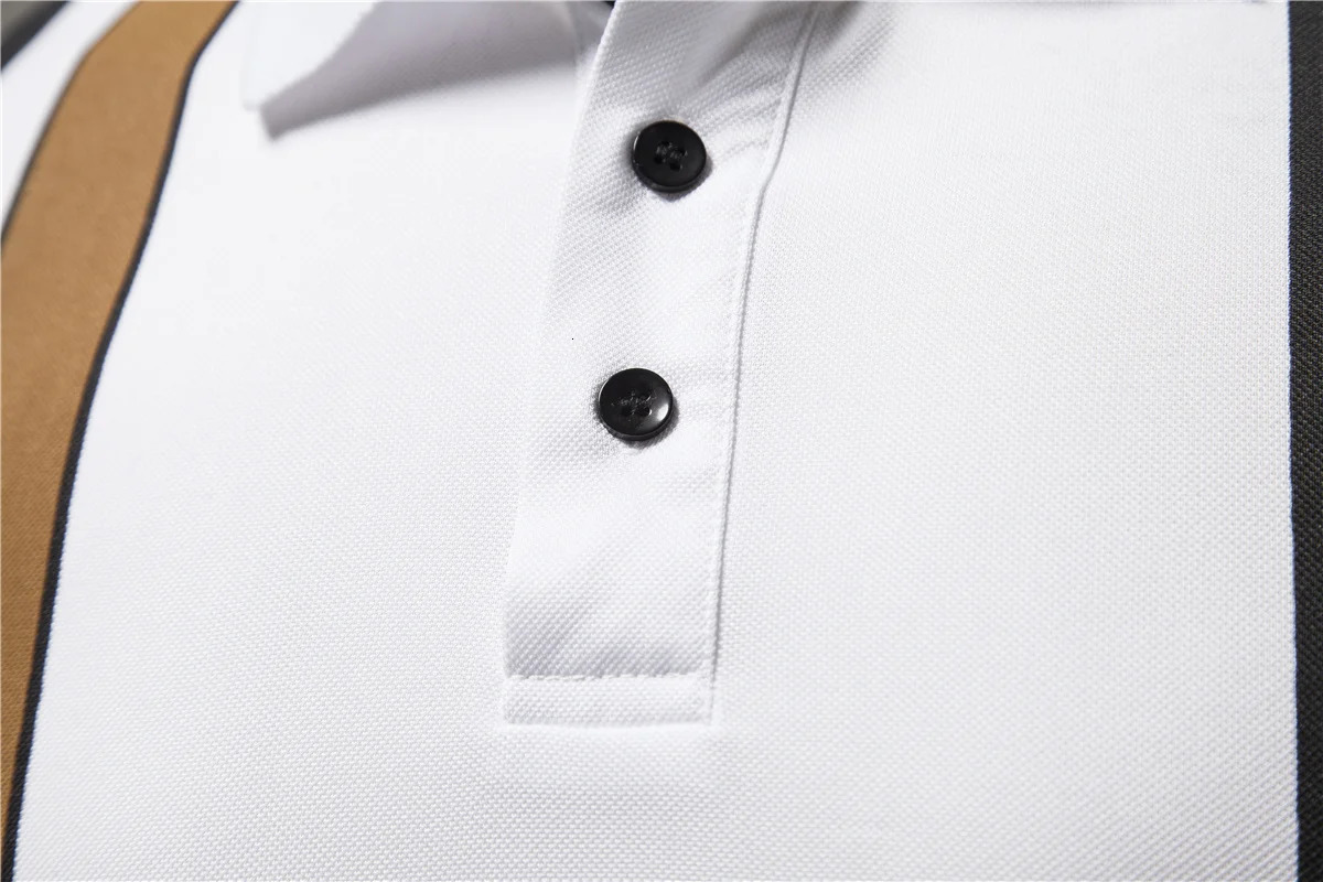 Summer Mens Polo Collar Stripe Fashion Tshirt Casual 250409