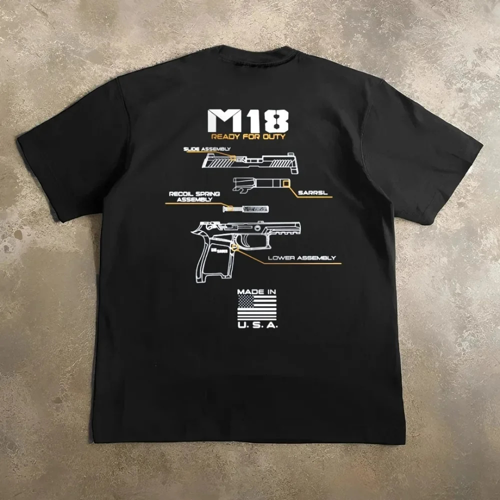 Summer printed Sigsauer M18 Graphic Tshirt mens breathable casual loose sports 100% cotton top 250409
