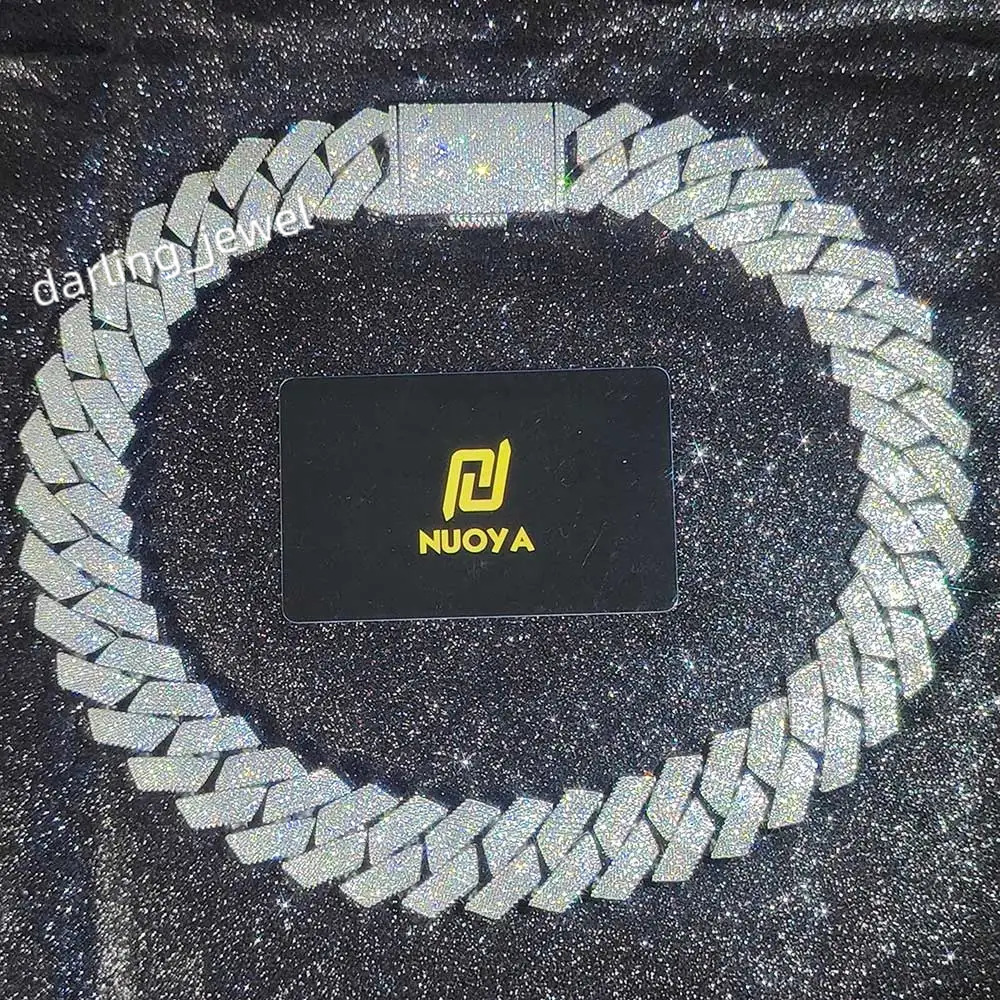Hip Hop Jewelry 25mm 6 Rows Cuban Chain Necklace Gold Plated Iced Out Cz Prong Necklace Thick Cuban Link Chain For Men Gift