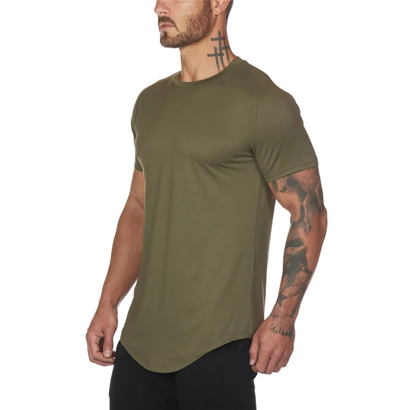 Mesh T-shirt Clothing Tight Fitness Mens Summer Top T-shirt Mens Solid Quick Drying Fitness T-shirt 250402