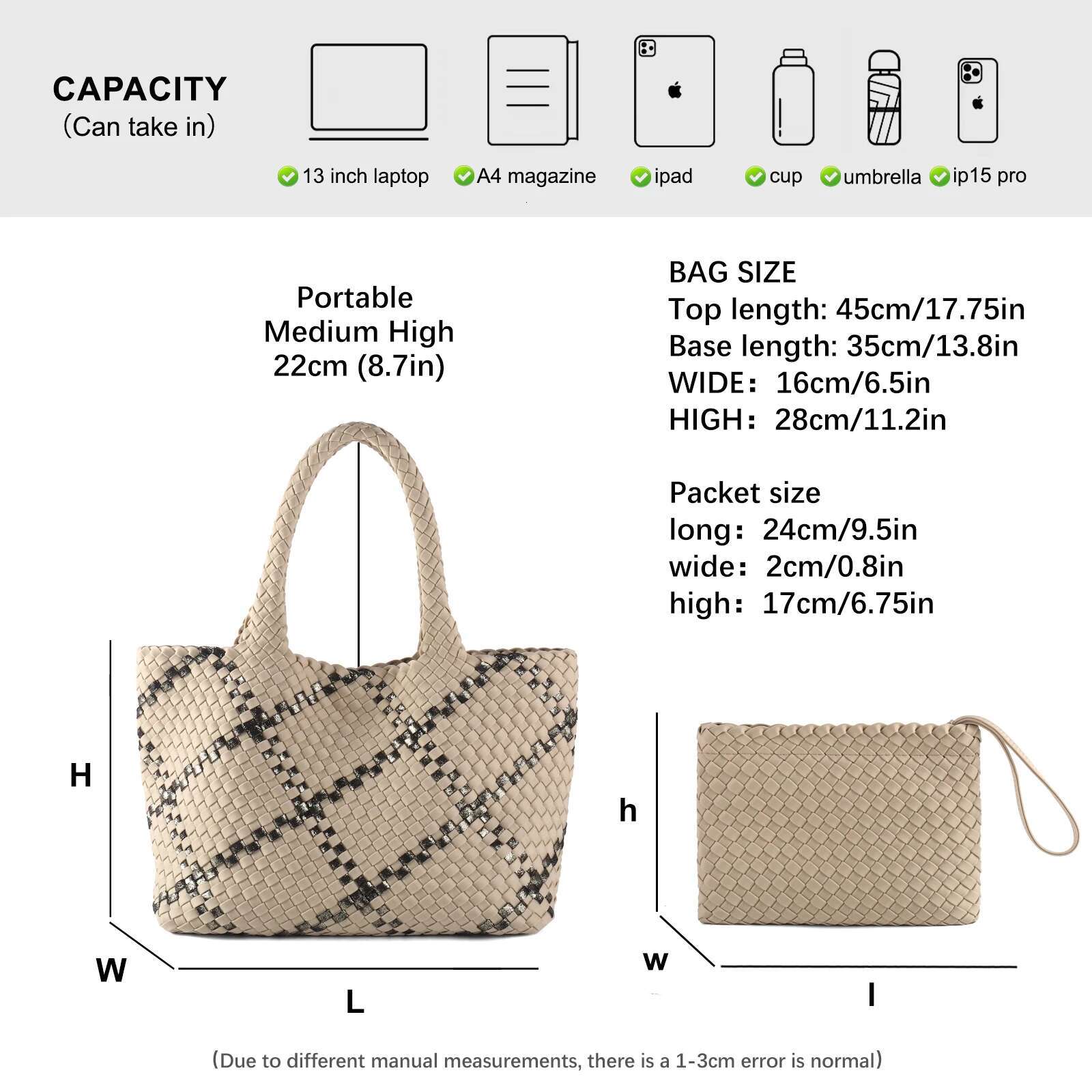 New Leisure Diving Cloth Woven Soft Texture Handmade Large Capacity Women's Handbag Shopping Travel Shoulder Bag Exquis