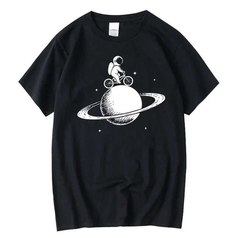 New Mens T-shirt 100% Cotton Casual Funny Space Design Printed Summer Loose O-neck Mens Short sleeved T-shirtXJ250409