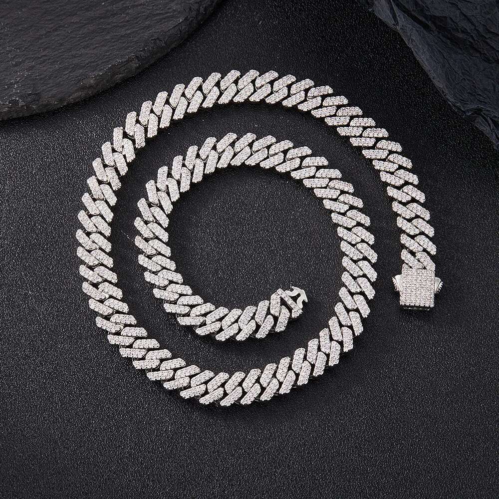 18/20/24inch Cuban Link Chain Hip Hop Men Necklace iced out paris chain 2 Row Rhinestone Paved Miami Rhombus Cuban men Necklace