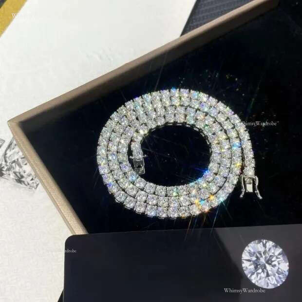 Men's & Women's Moissanite Tennis Chain in Sterg Sier - Ideal Gift4mm