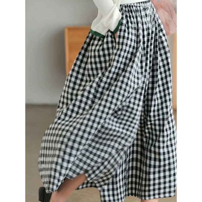 Spring 2025 ElePlaid pants womens dress thin cotton linen wide leg Trouser womens high waisted sports pants Baggy jogging pantsXJ250403
