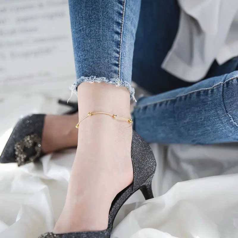 Vintage Anklets for Women Stainless Steel Beads Chain Anklet Leg Bracelets Bodychain Summer Beach Jewelry Accessories Gifts Z250408